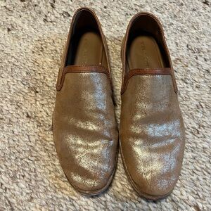 Trask Tan/Metallic Leather Slip-On Loafers